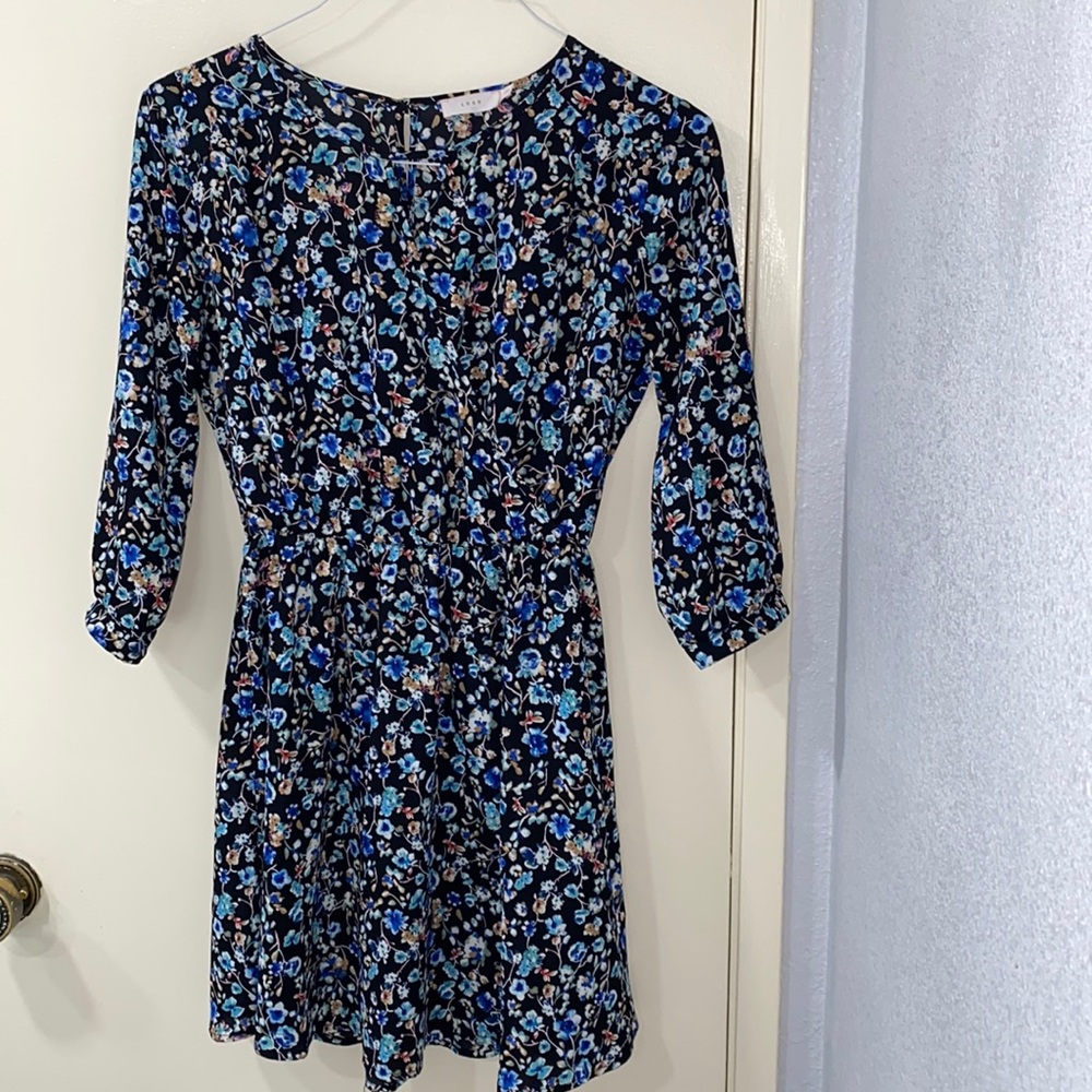 Lush Blue Floral Long Sleeve Dress